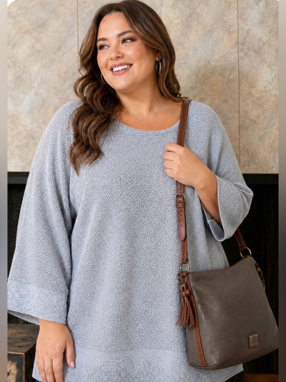 Soft Surroundings Light Blue Cowl Neck Sweater